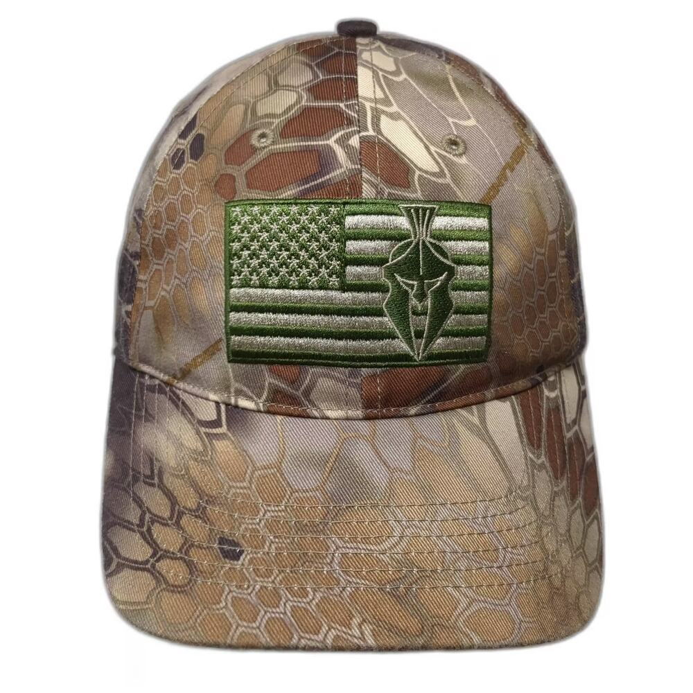 Kryptek Baseball Cap Brown Green OS Strapback Camo Spartan American Flag Hat